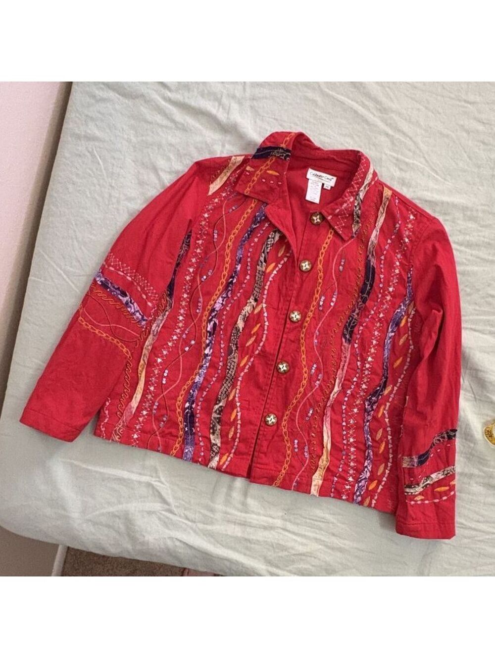 Highly Embellished Embroidered Button Front Jacket Size M Eccentric